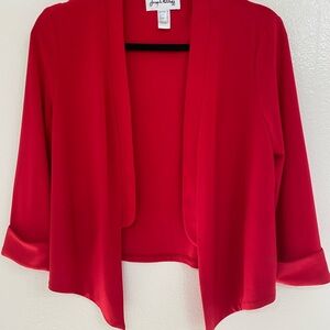 Joseph Riboff 3/4 Sleeve Red Open Front Blazer